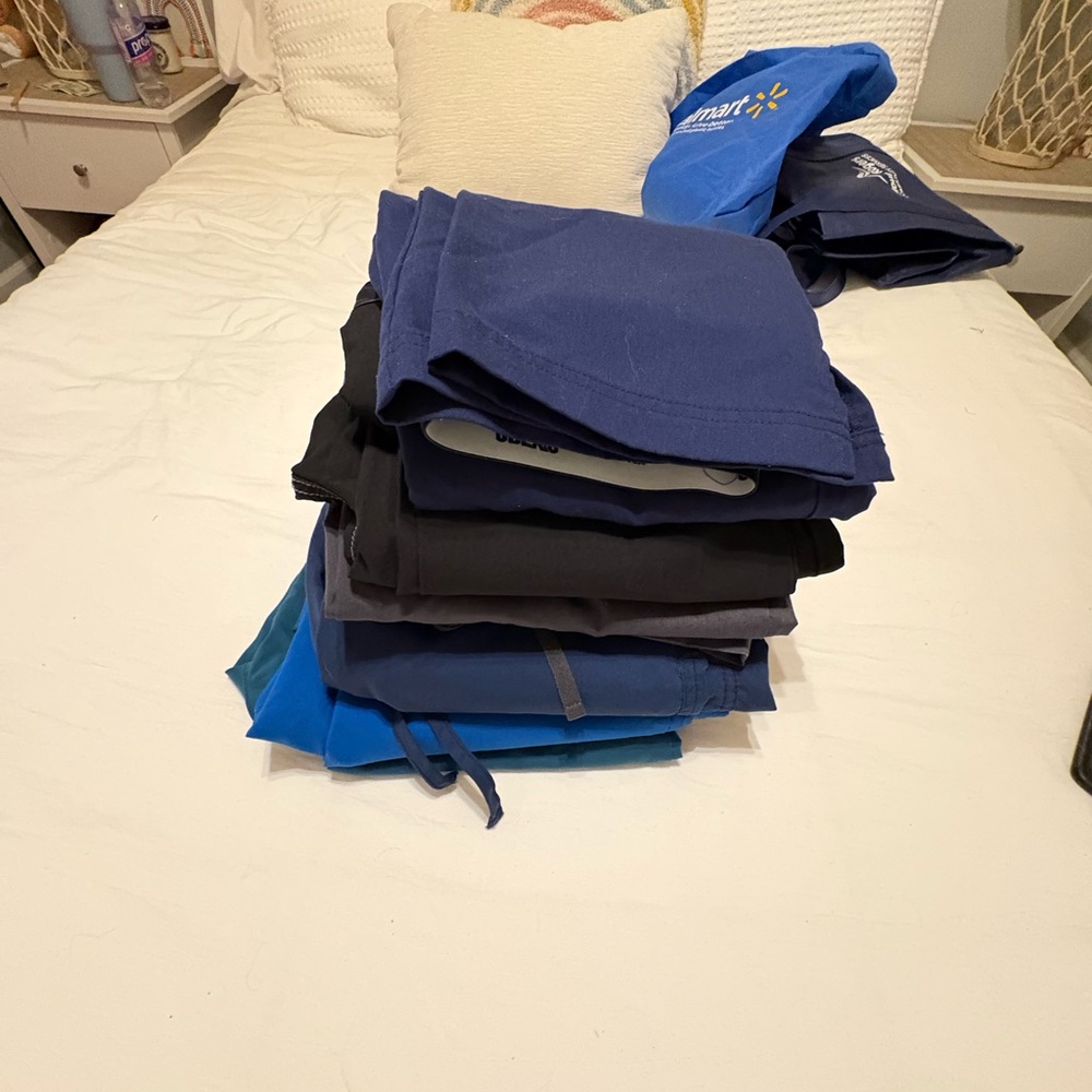 Blue and Black Scrub Pants Set